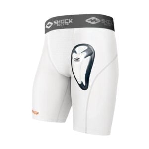 Black Shock Doctor Boy's Core Compression Shorts with Athletic Cup Pocket 