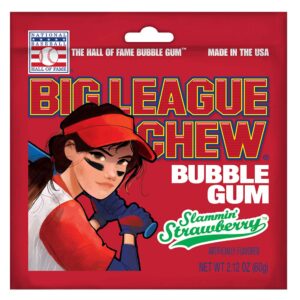Big League Chew Bubble Gum Pouch 60g - Strawberry (red)