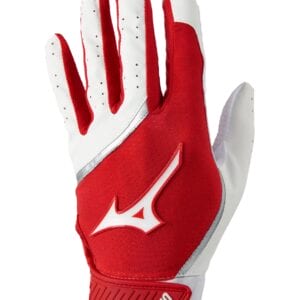 Mizuno MVP Adult (White/Red) Batting Gloves