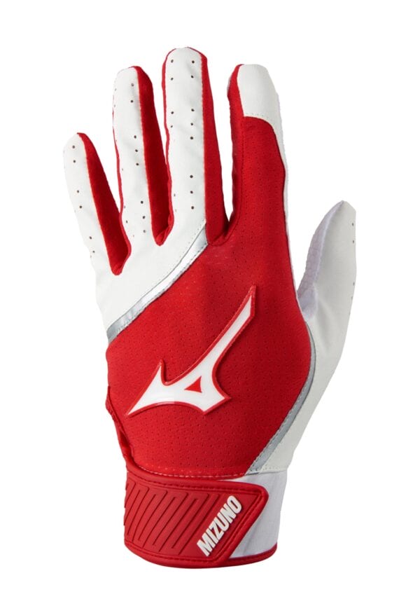 Mizuno MVP Adult (White/Red) Batting Gloves