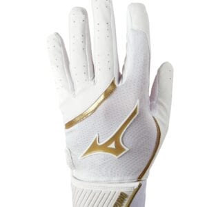 Mizuno B-303 Adult (White/Gold) Batting Gloves