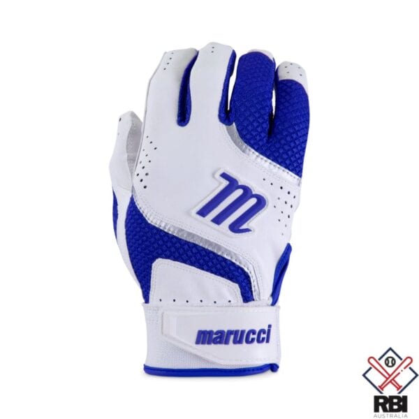 Marucci Code Adult Batting Gloves - White/Royal Blue