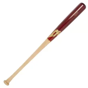 The image features a B45 B141 Pro Select Youth Baseball Bat with a natural wood handle and a cherry-colored barrel, complemented by a gold logo and accents.