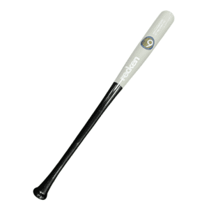 The image is of a RECKEN Pro Comp 490 Maple Bamboo Composite Bat, featuring a grey barrel with the brand logo in black and gold, transitioning to a black handle.