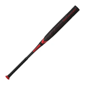 A black and red Easton 2024 Ghost Advanced -8 Fastpitch Softball Bat with a white background.