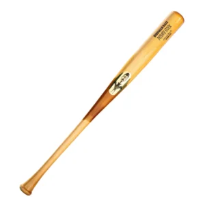 The image shows a Birdman Bats Private Stock BSSMN Birch Baseball Bat with a natural wood handle and a glossy black barrel. The bat features gold accents and the Birdman logo in white.