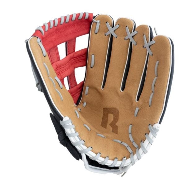 Recken Tuff 12.5"  H-Web Baseball Gloves (Black/Red/Brown) - Image 2