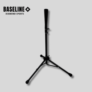 Baseline Tripod Batting Tee with adjustable height and collapsible legs, designed for portable baseball and softball training.