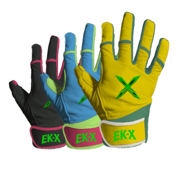 Improve performance with EK-X Fusion Batting Gloves, featuring superior grip, durable leather, and a secure fit for youth and adult players.