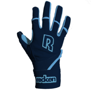 Recken Ambush Batting Gloves in Navy Blue. Premium lambskin design with superior grip, durability, and a secure double wrist strap.