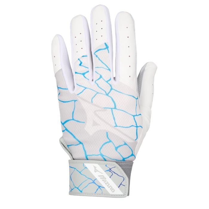Mizuno MVP Adult Batting Gloves | White/Blue