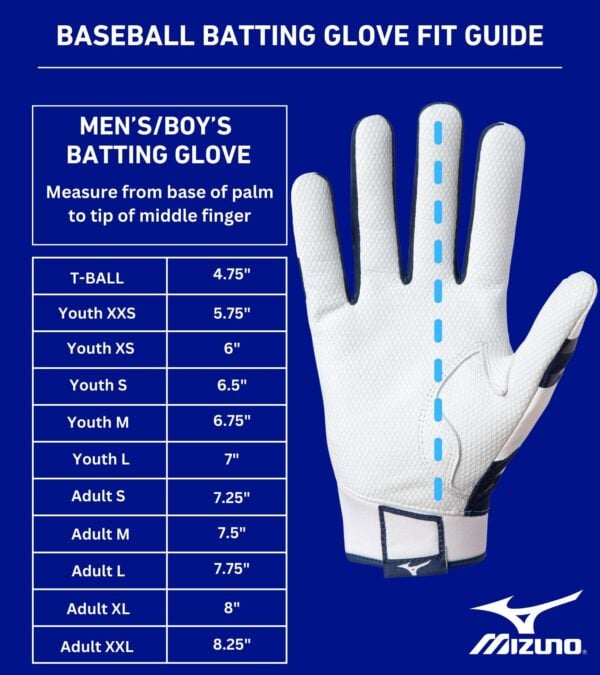 Mizuno Youth MVP Batting Gloves - White/Blue - Image 3