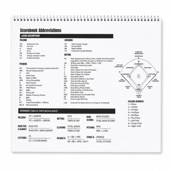 Baseline Diamond Sports 12 Line Scorebook - Image 2
